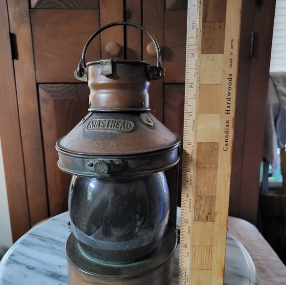 Brown Lantern with Glass Globe and Antique Accents - Picture 4 of 13